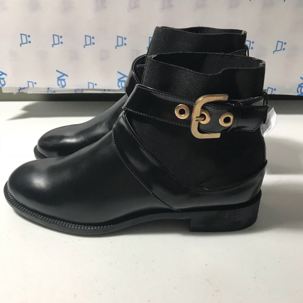 New Zara woman’s black buckle ankle boots size 6